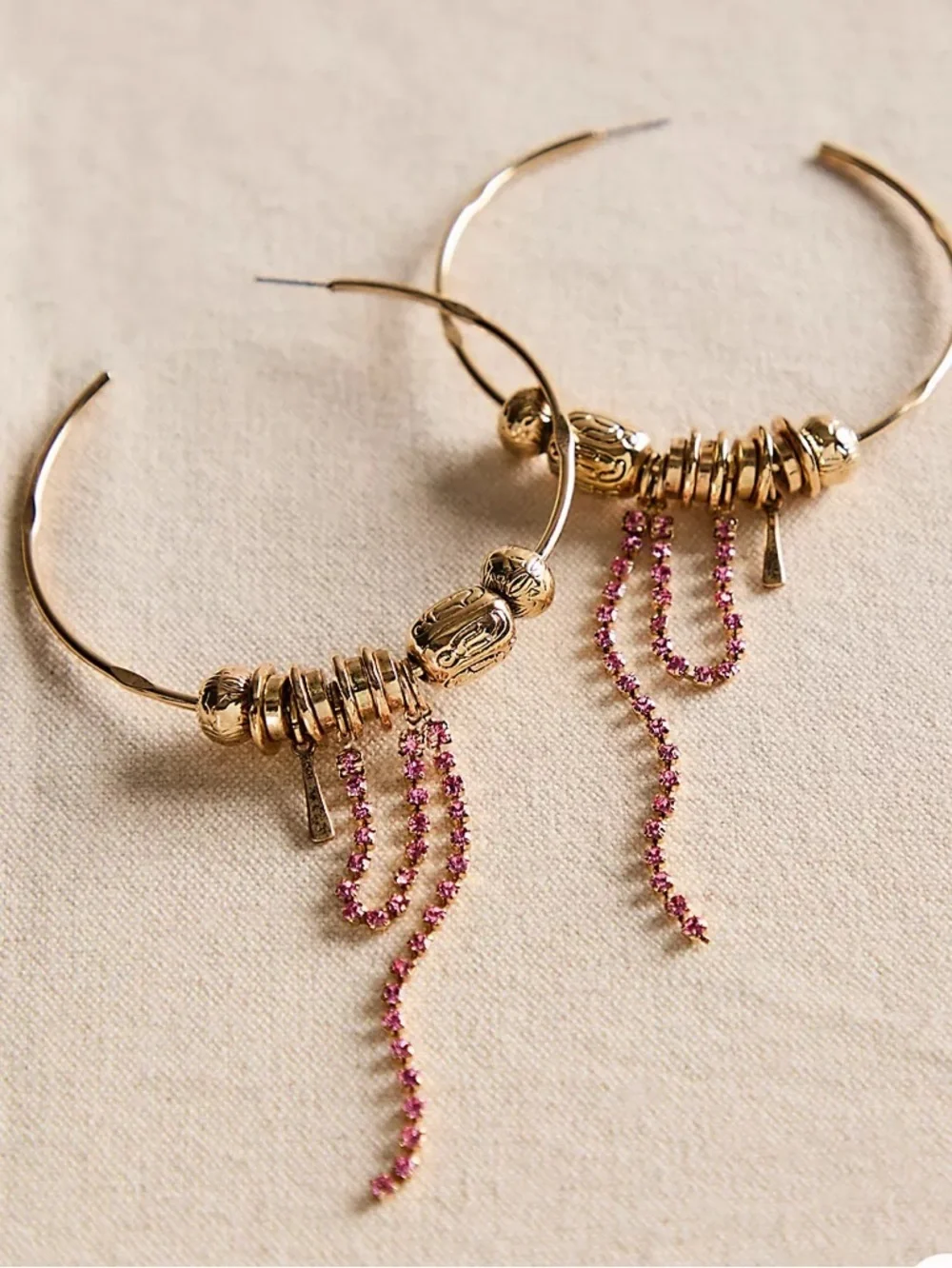 Free People Flume Hoops Gold/Pink NWT